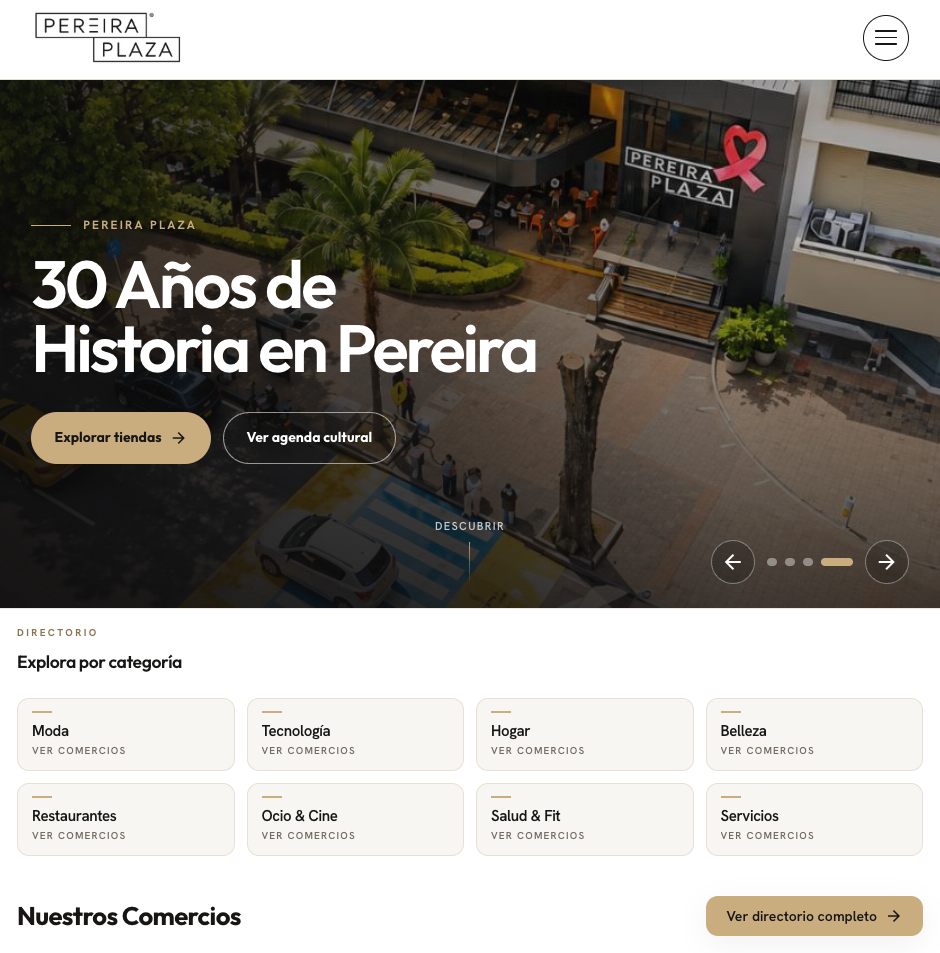Portal de Pereira Plaza: 30 años de historia en Pereira, agenda cultural y directorio de comercios por categoría